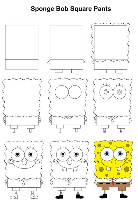 spongebob how to draw step by step|how to draw spongebob 3d.